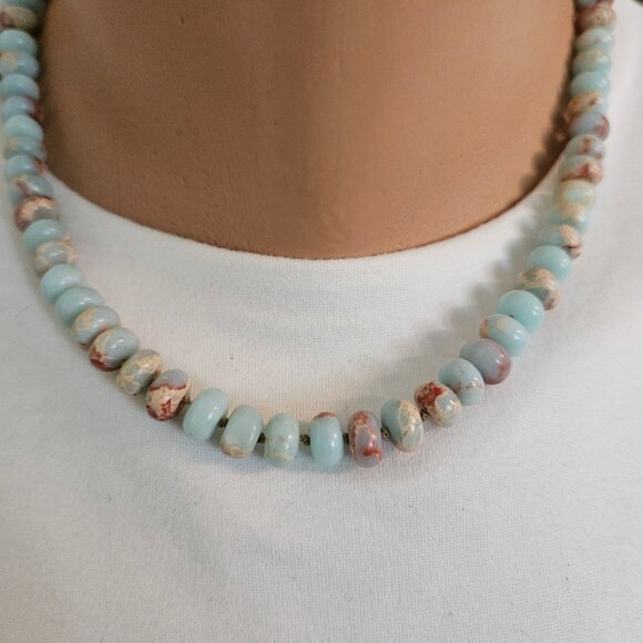 Hand Crafted -Candy Necklace -Gemstone Ocean Jasper Necklace - Picture 2 of 5
